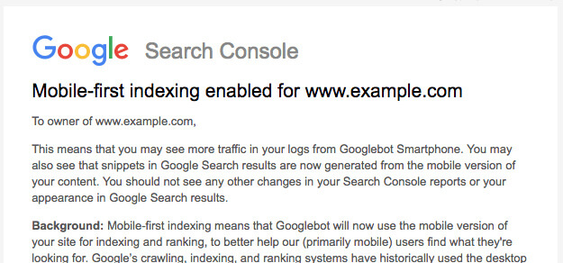 mobile first indexing notification mobile first indexing notification